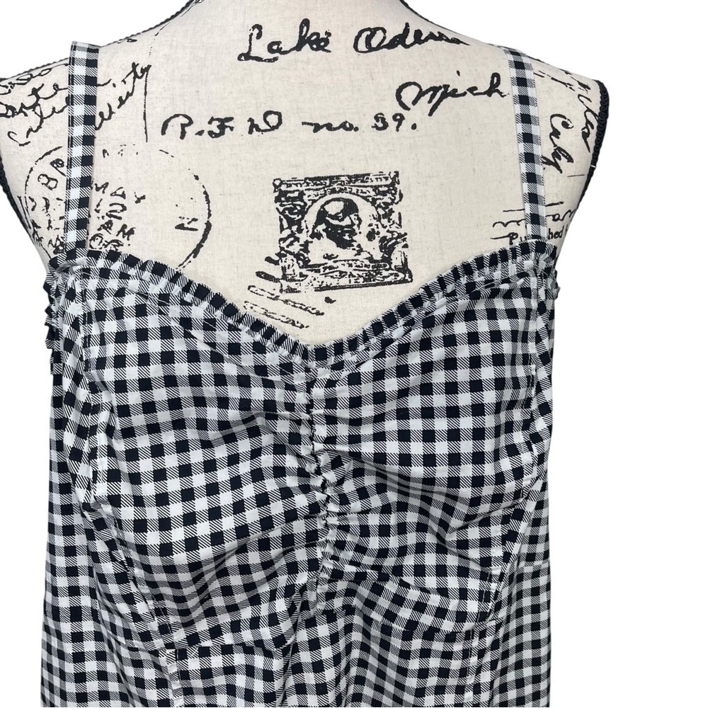 Torrid Black White Gingham Plaid Poplin Cami Sweetheart Tank Top Zip Back Size 2 - Picture 6 of 11